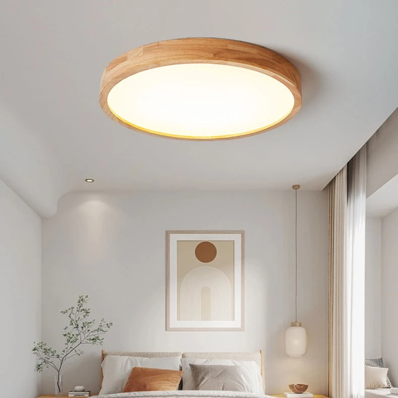 【楠木】光质造吸顶灯实木卧室灯简约北欧风民宿房间小客厅灯具圆