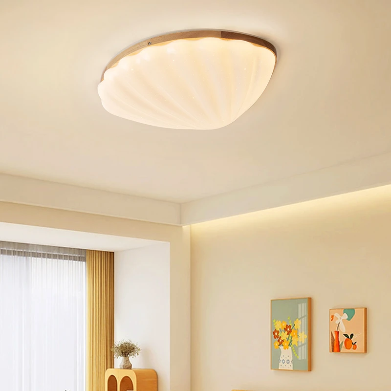 【楠木】贝壳灯LED护眼儿童房间吸顶灯卧室灯简约原木风北欧灯具