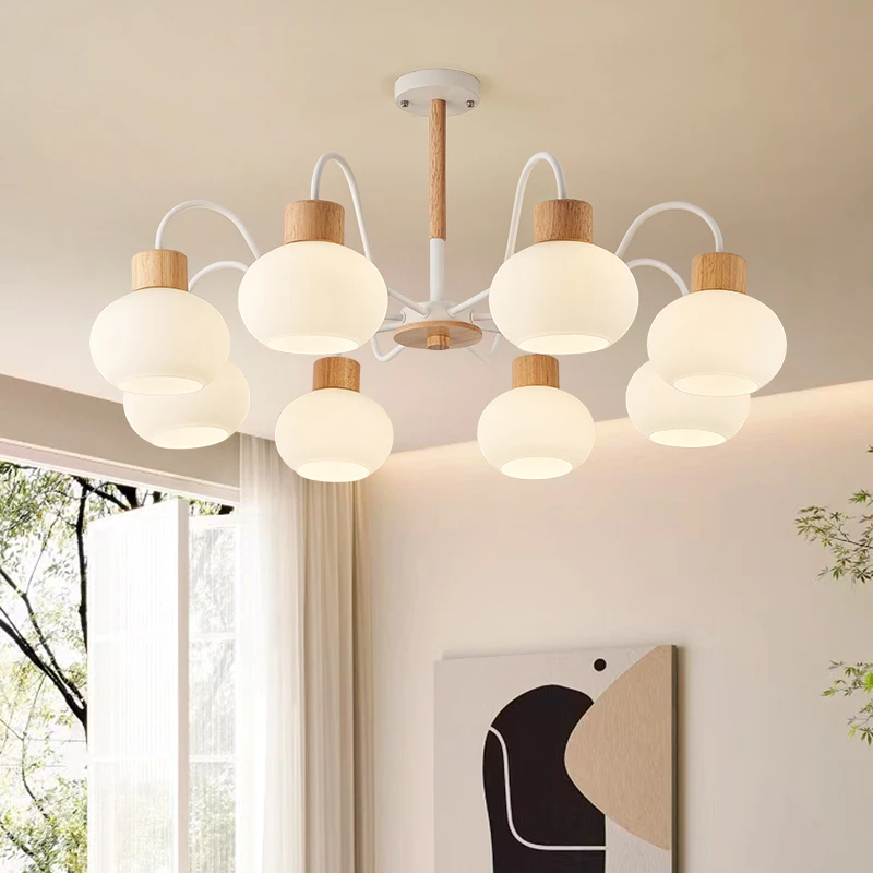 【楠木】奶油风实木客厅吊灯简约大气创意餐厅全光谱护眼卧室灯具