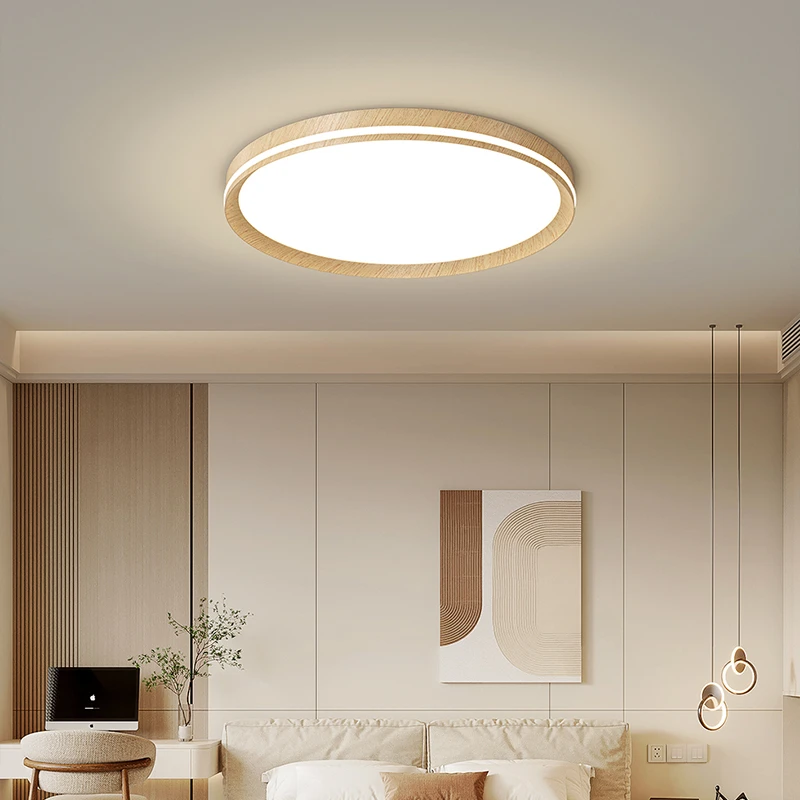 【楠木】原木风中山卧室大气吸顶灯全光谱护眼超薄房间书房灯具