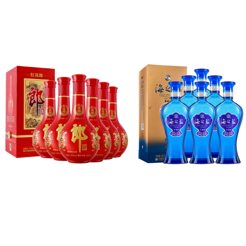 郎酒红花郎 红十 酱香型53度500ml*6＋洋河 海之蓝白酒52度520ml*6