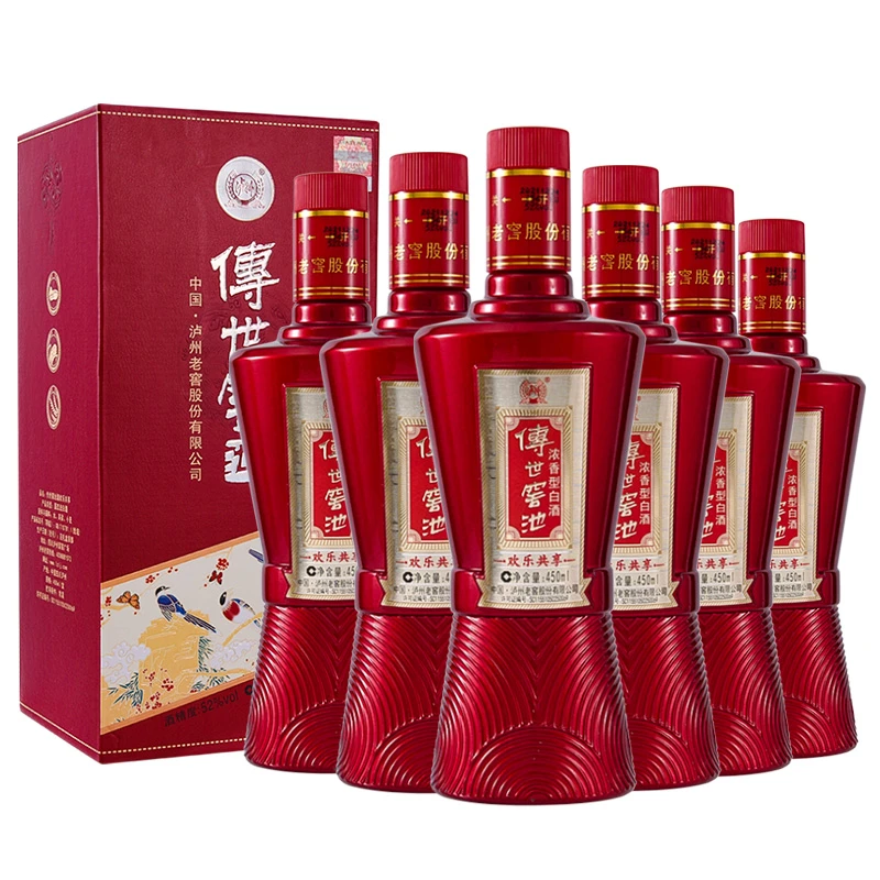 泸州老窖股份 传世窖池 欢乐共享浓香型白酒52度450ml*6