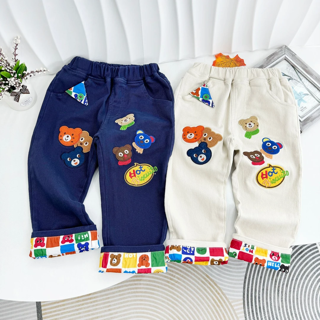 男童休闲裤柔软舒适宝宝梭织卷边格子长裤子