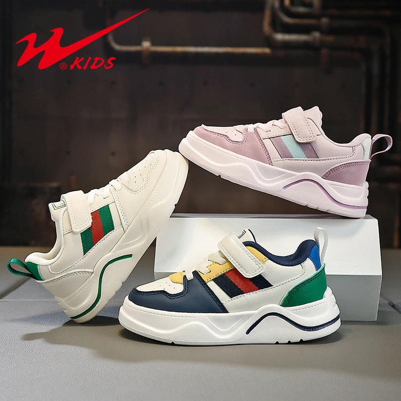 双星儿童鞋2025春季皮面防水学生板鞋防滑耐磨潮流款运动鞋90024