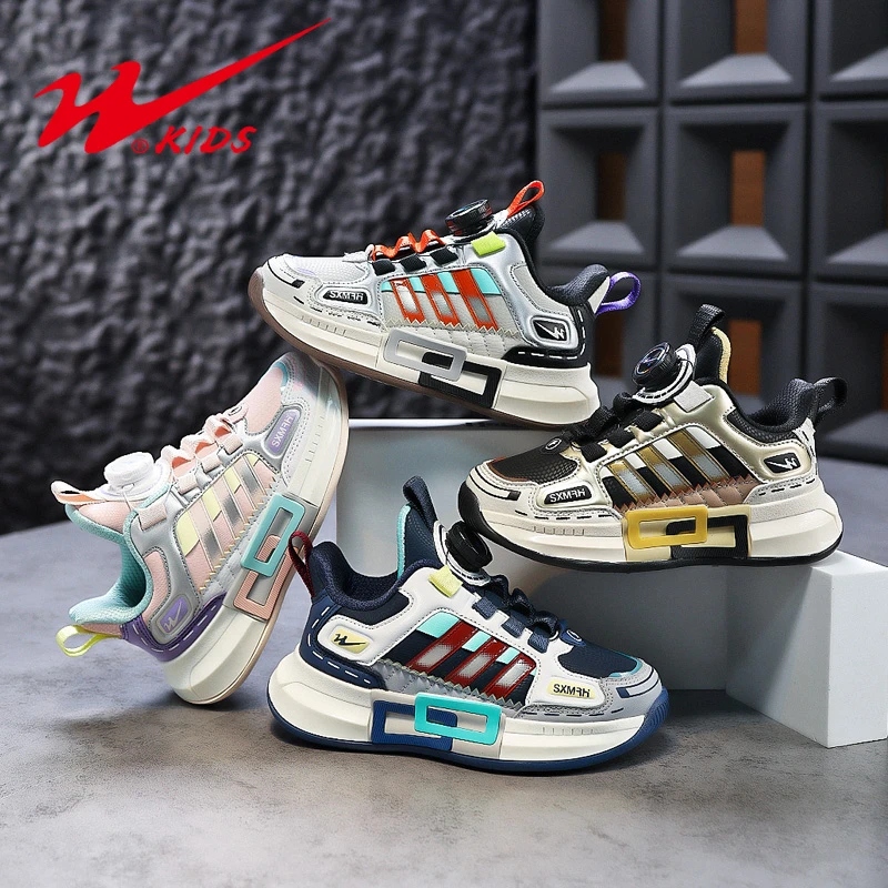 双星秋季2025新款儿童运动鞋男童旋转扣跑步鞋软底皮面鞋15164