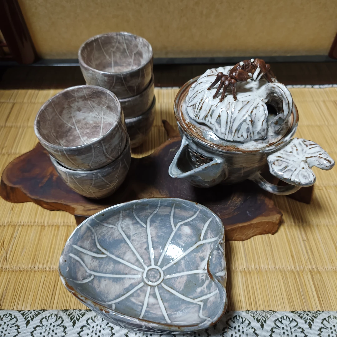 日瓷万古烧煎茶器7件套