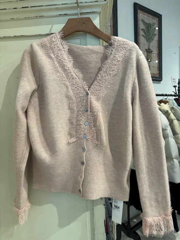 ENJOY'ME【门店同款】ENJOY2024年自由意志蕾丝花边毛衣159873090