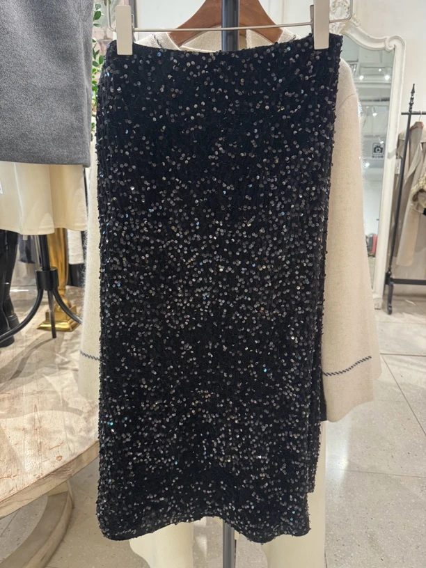 ENJOY'ME【门店同款】温柔亮片加厚鱼尾裙时尚秋冬气质159851579