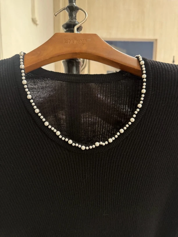 ENJOY'ME【门店同款】法式珍珠边毛织衫159216680长袖百搭显瘦套头