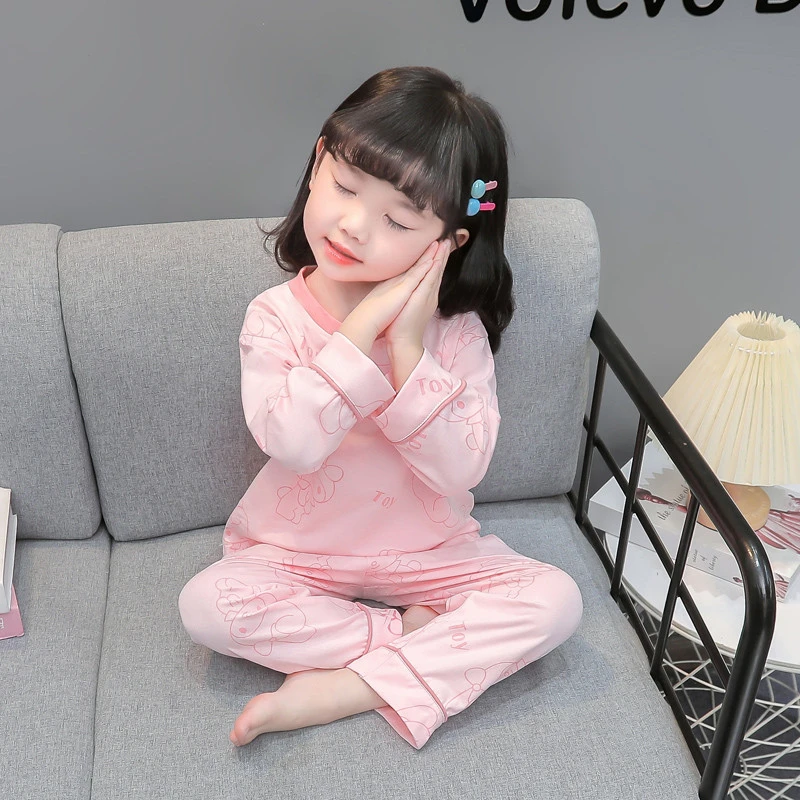 女童睡衣纯棉夏季2025新款女孩长袖空调服宝宝春秋套装儿童家居服