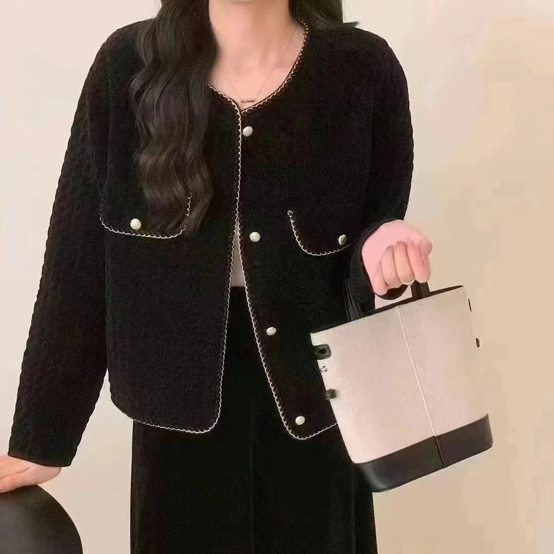 明线毛毛小香风外套