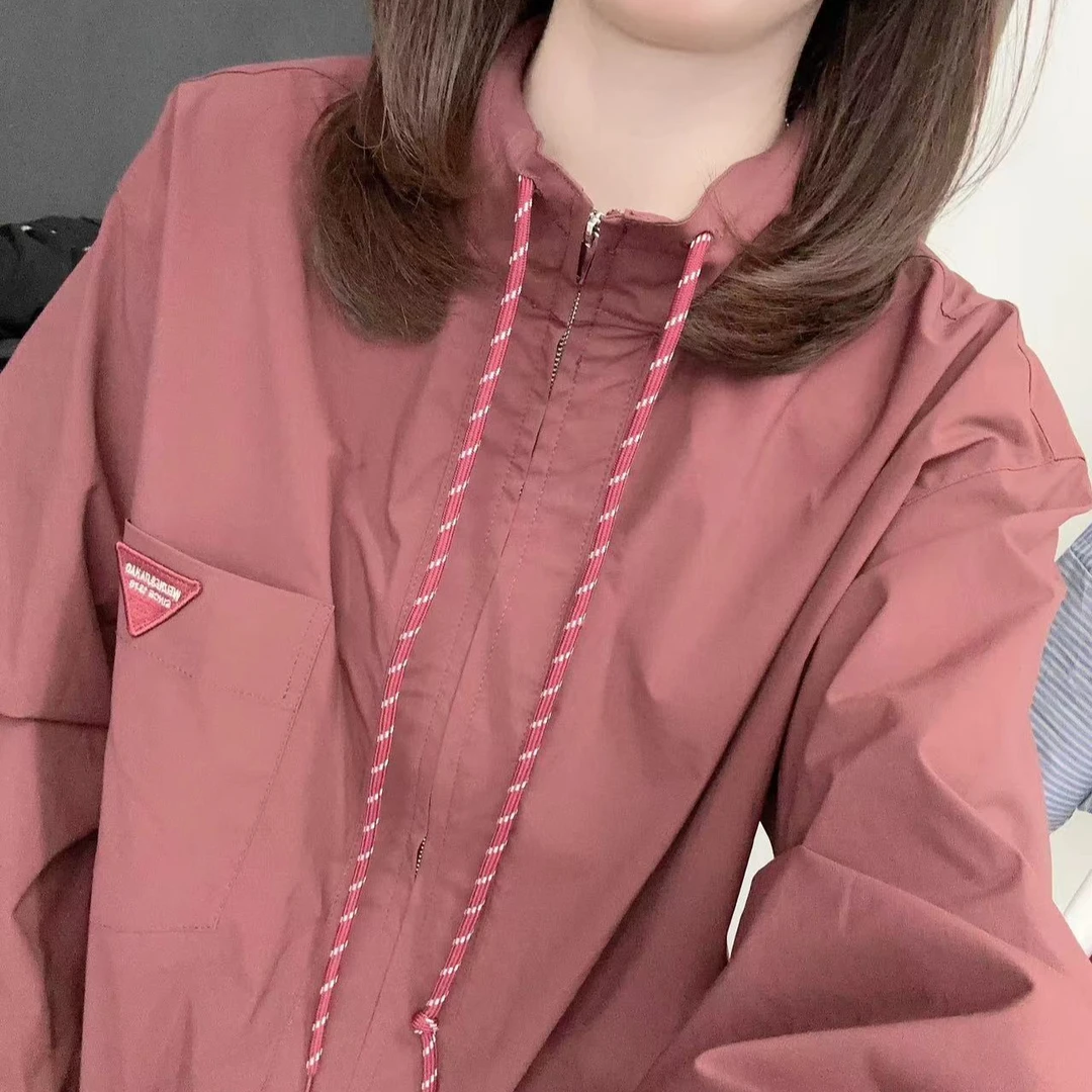三角标抽绳立领外套夹克