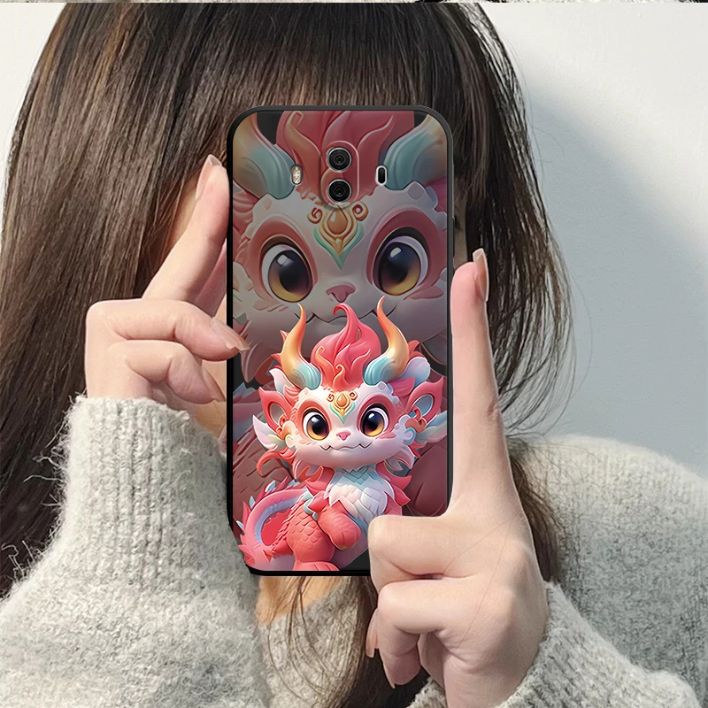 适用ALP-AL00手机壳华为mate10保护套alp-aloo新年款五彩小龙人软