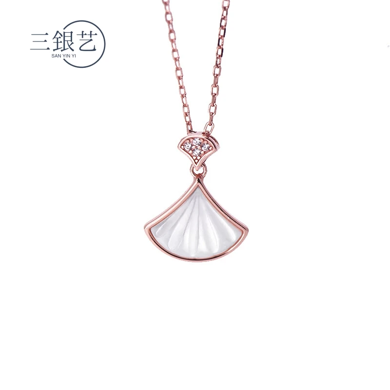 925银银制品 一贝子项链女小众高级感夏天时尚百搭轻奢锁骨链吊坠
