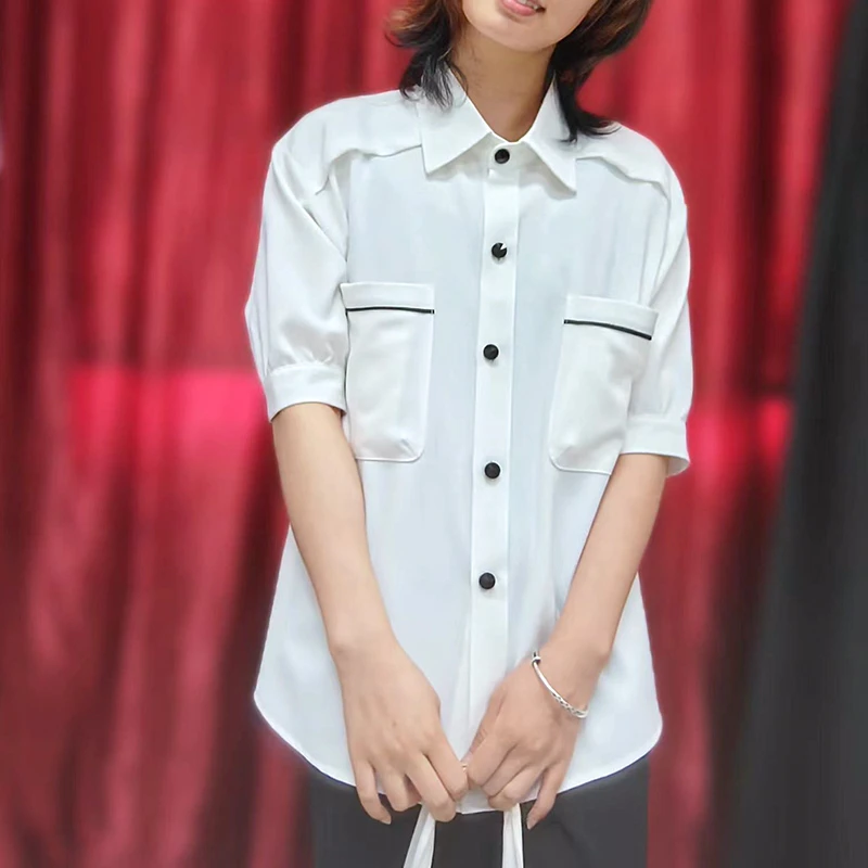气质时尚薄款衬衣白色