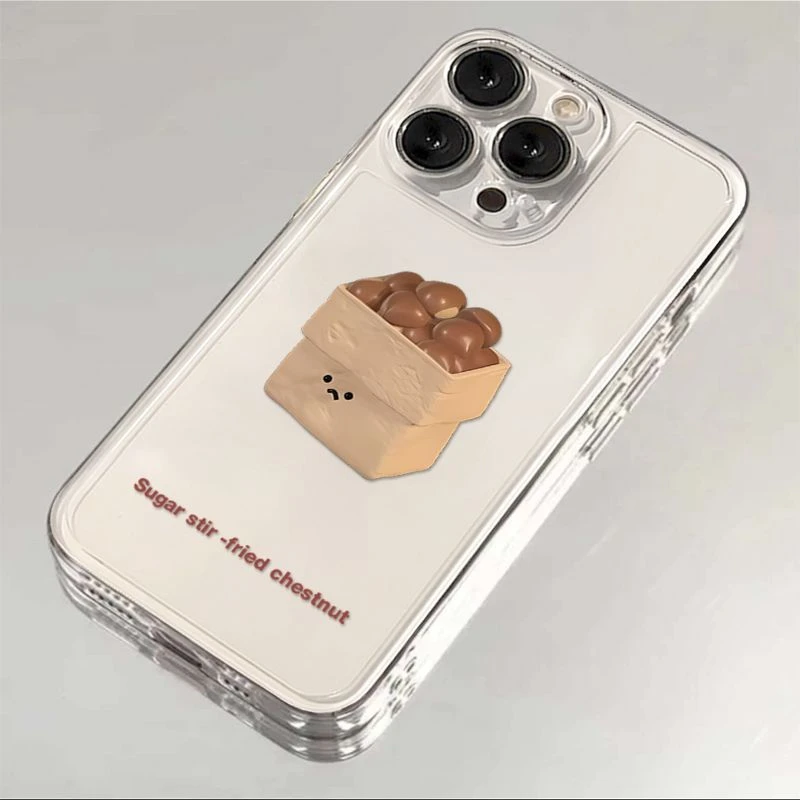ins风糖炒栗子苹果15手机壳iPhone14promax全包13/12可爱11/xr/xs