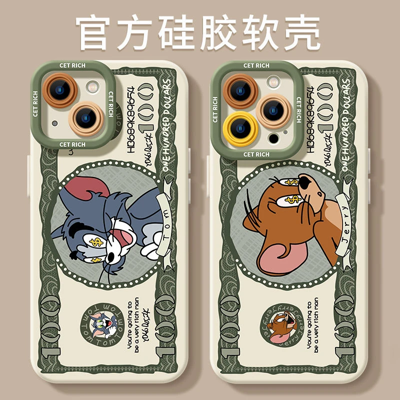 ins风猫和老鼠适用苹果15promax卡通iPhone14/13/12瞳眼手机壳7/8