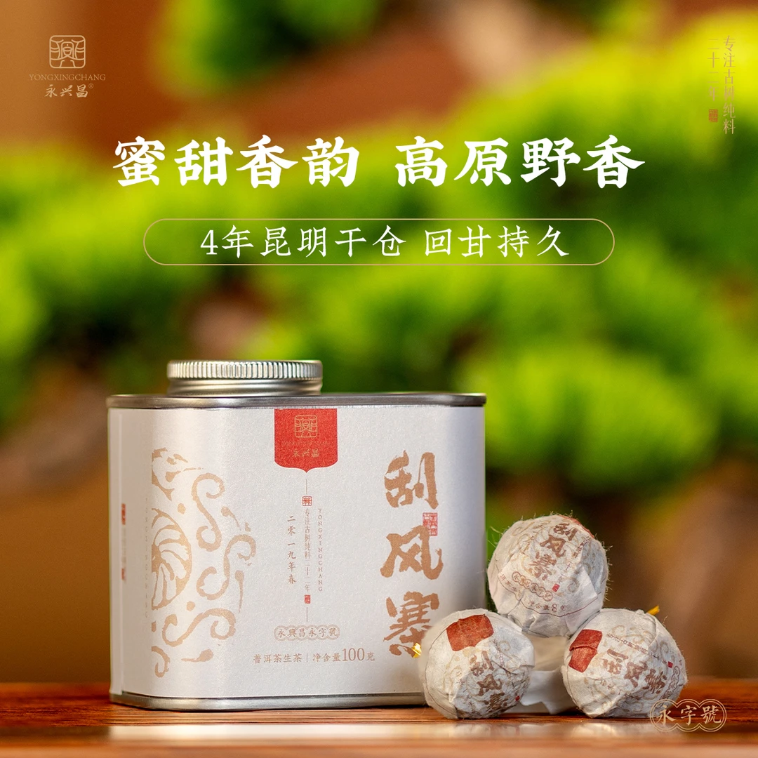 2019年刮风寨古树龙珠100g/罐古树纯料生茶易武国有林甄选好茶