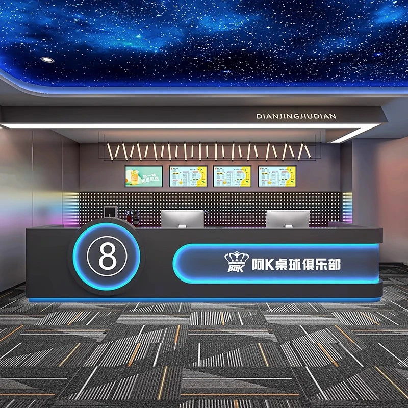 台球厅电竞酒店酒吧工业风白色收银台网咖多功能前台健身房接待台