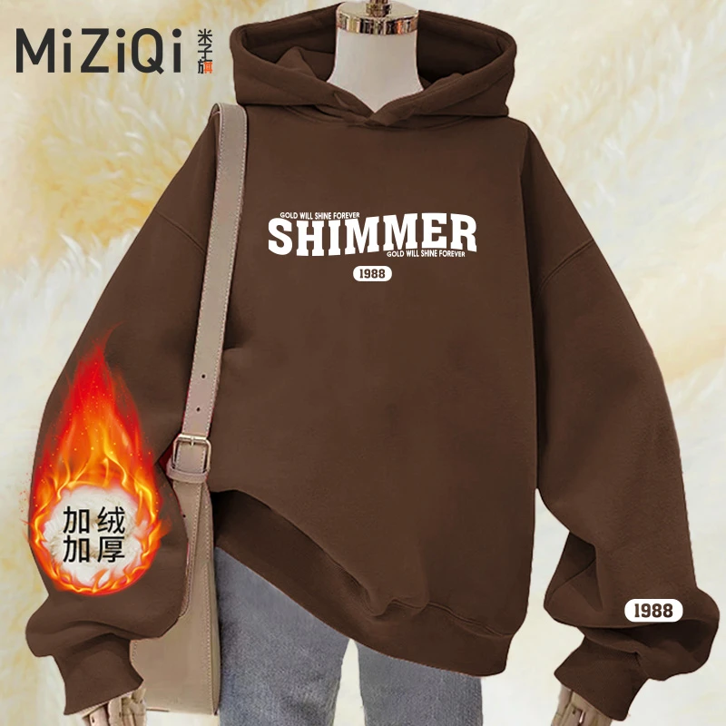 米子旗印花长袖秋冬款宽松百搭韩版ins卫衣女连帽上衣ins加绒加厚