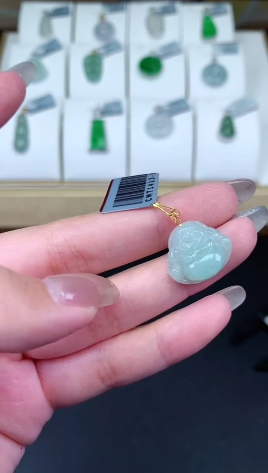 【闪购商品】翡翠挂件18K金镶嵌金扣佛公多人@@CMT1413-3