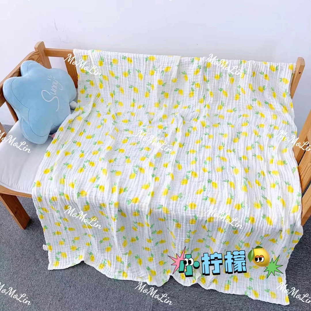 【J】六层泡泡水洗纯棉纱布盖毯成人纱布毯200*230（小柠檬）