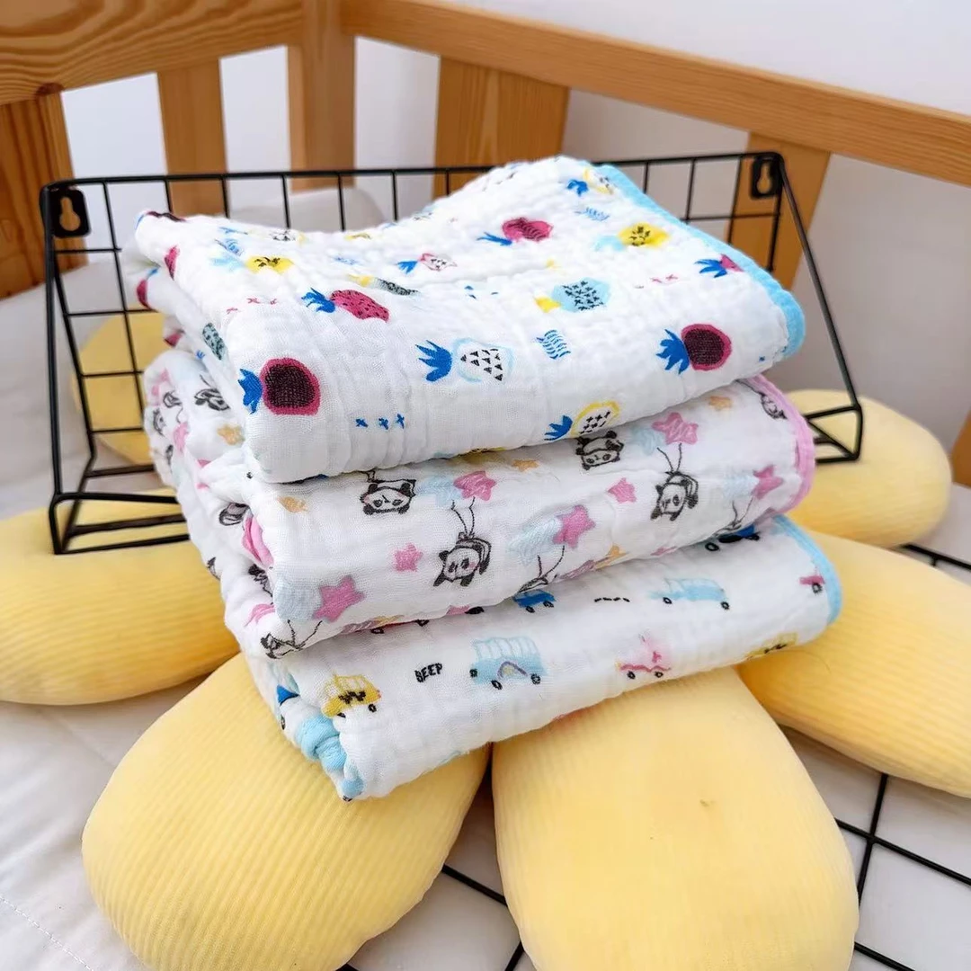 【J】拆标款六层泡泡纱100棉包边浴巾童被盖毯105×105（小菠萝）