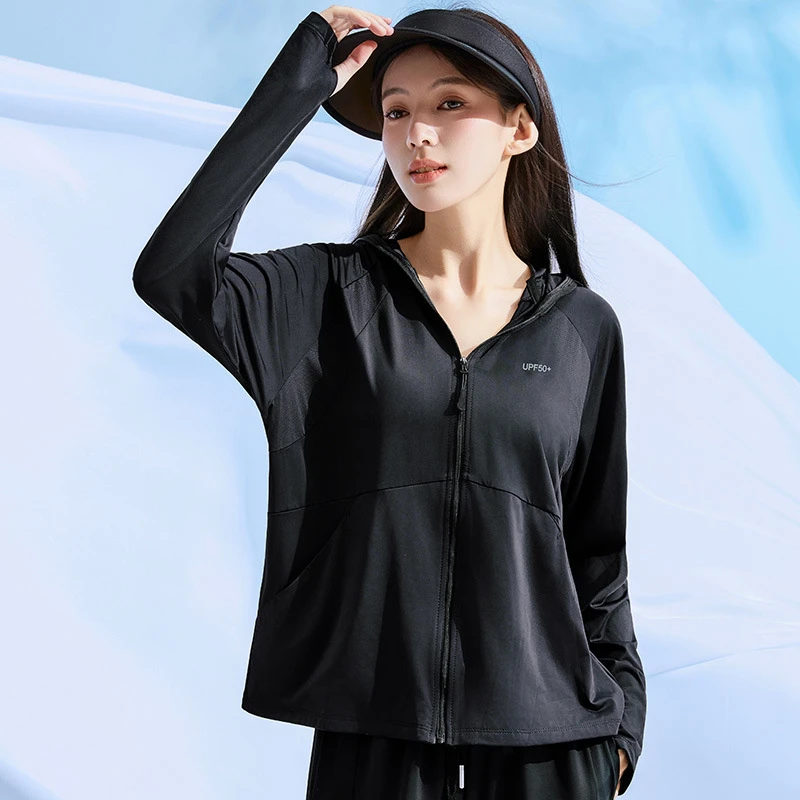 夏季户外冰丝防紫外线防晒衣女UPF50+轻薄透气露营骑行防晒服外套