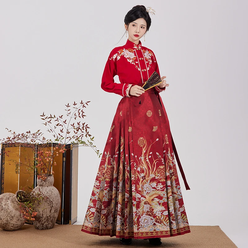 芊古棠原创（凤舞九天）织金妆花马面裙重工刺绣立领衫汉服古风