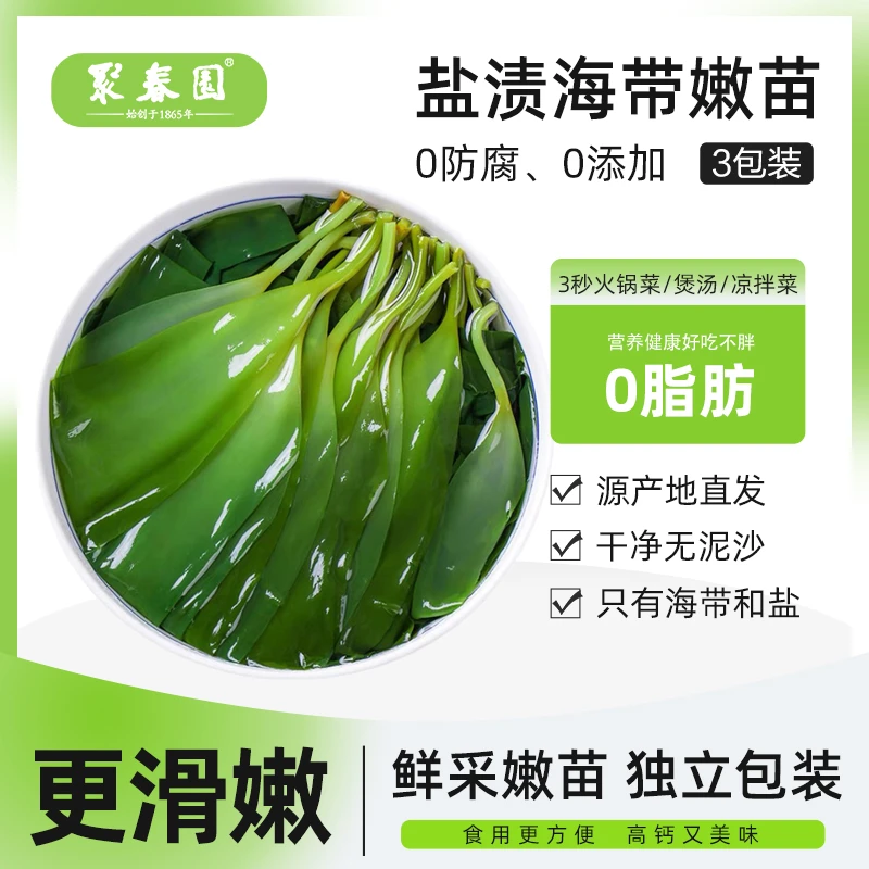 霞浦盐渍海带苗幼嫩苗芽260g*3包火锅凉拌煲汤鲜嫩小海带
