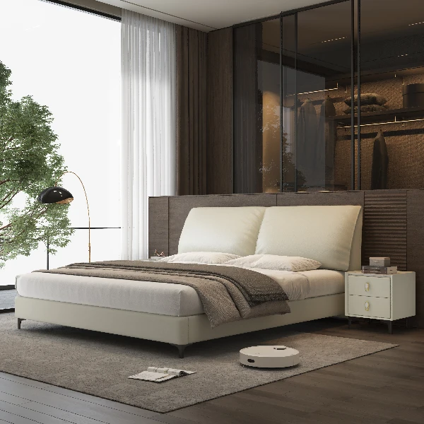 大象耳朵床意式轻奢极简双人床简约风现代皮床小户型主卧室大床