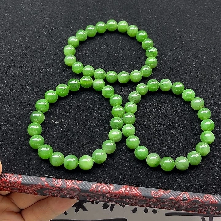 和田玉俄罗斯碧玉乌兰海猕猴桃手串卡9.5+ 多样性发一 SC139