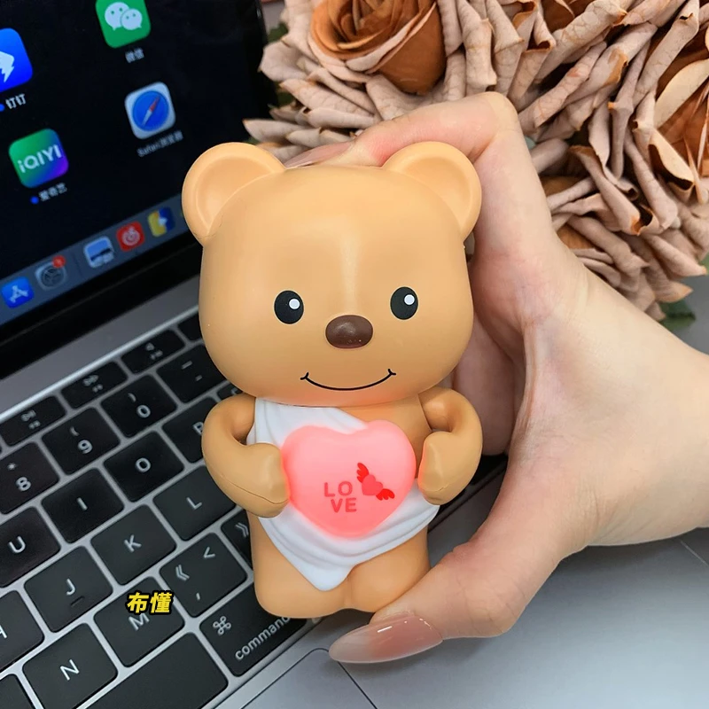 七夕表白说i love you比心奶油小熊发光发声小玩具情侣情人节礼物