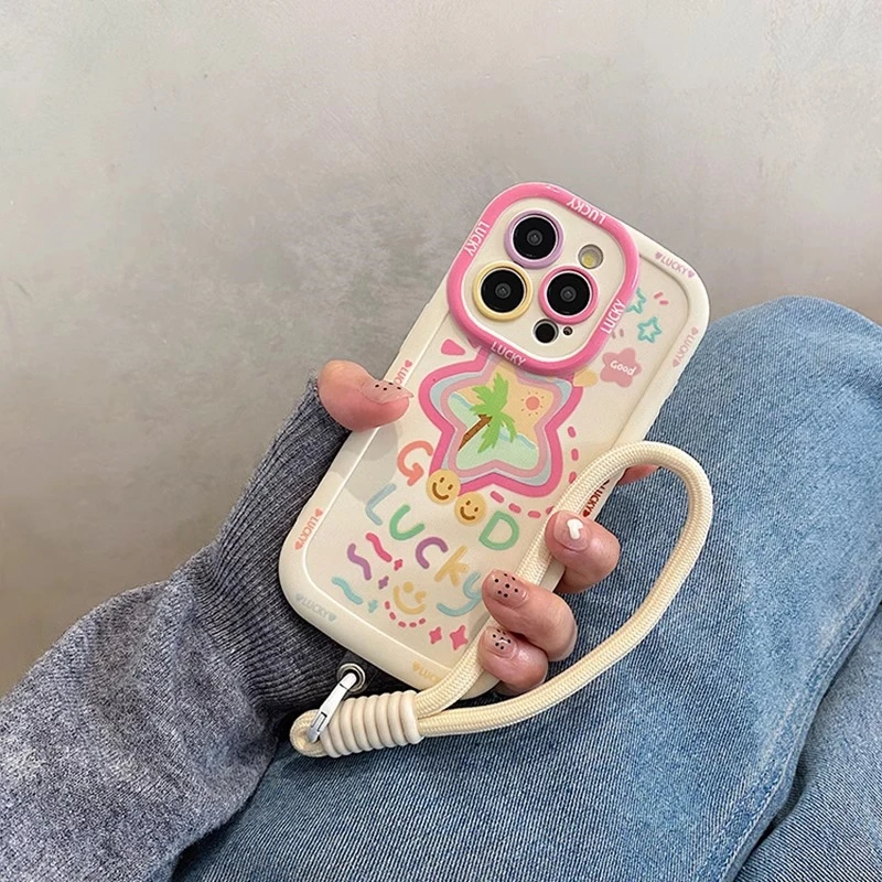 夏日油画星星笑脸适用苹果16promax手机壳15pro新款14pro17promax