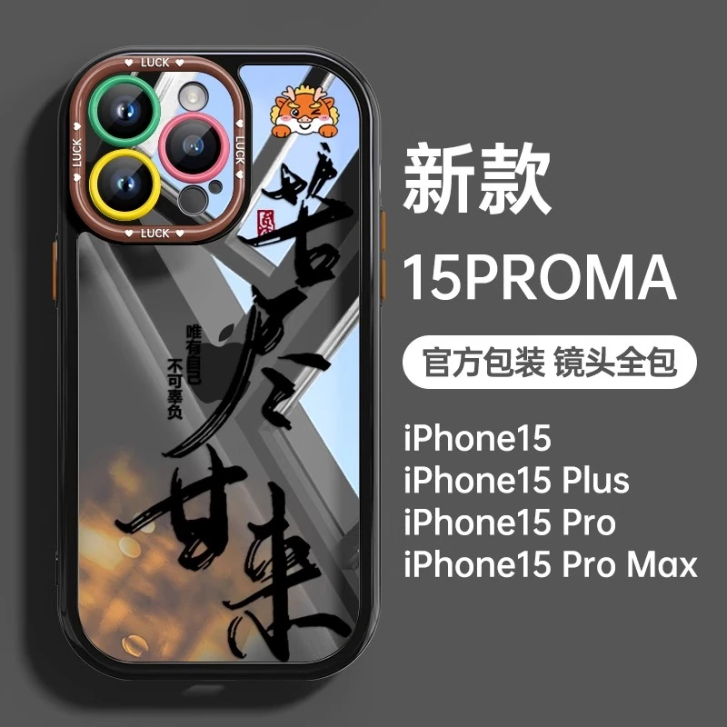 适用苹果15promax手机壳新款iPhone14plus龙年苦尽甘来13防摔透明