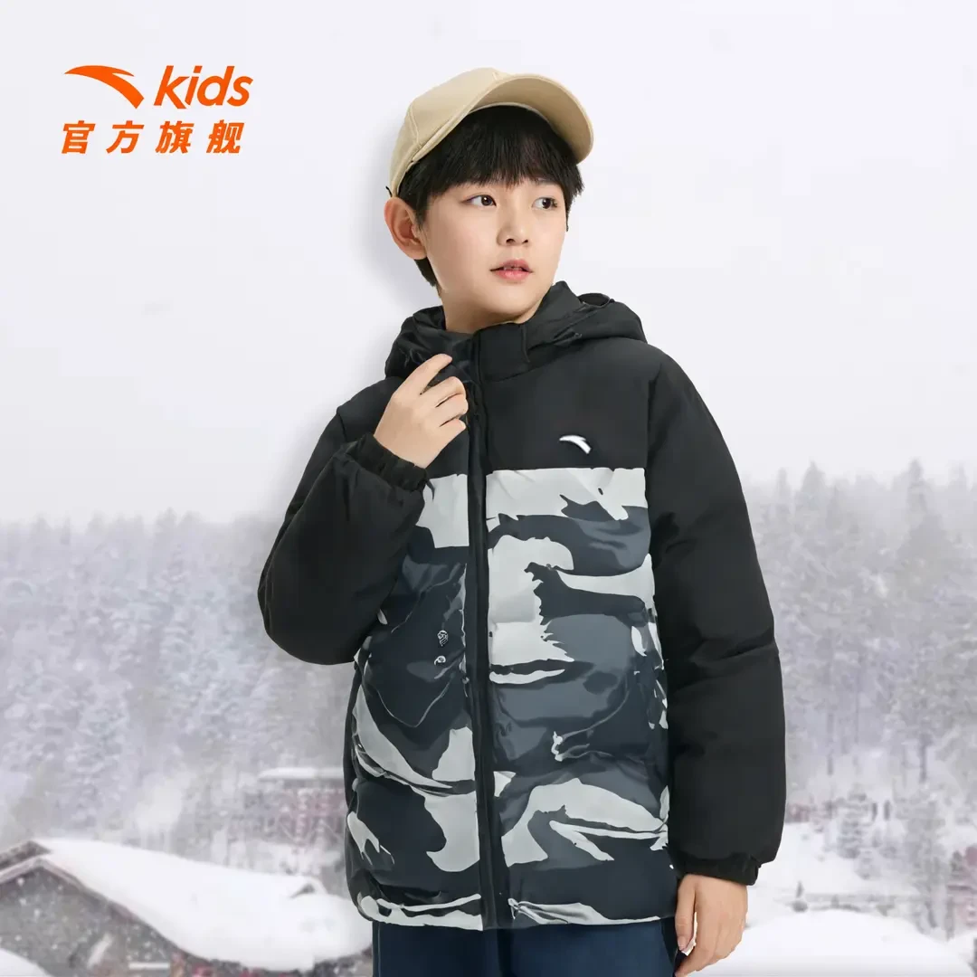 安踏儿童【熊猫】男女同款羽绒服冬季连帽户外潮流羽绒A72447912