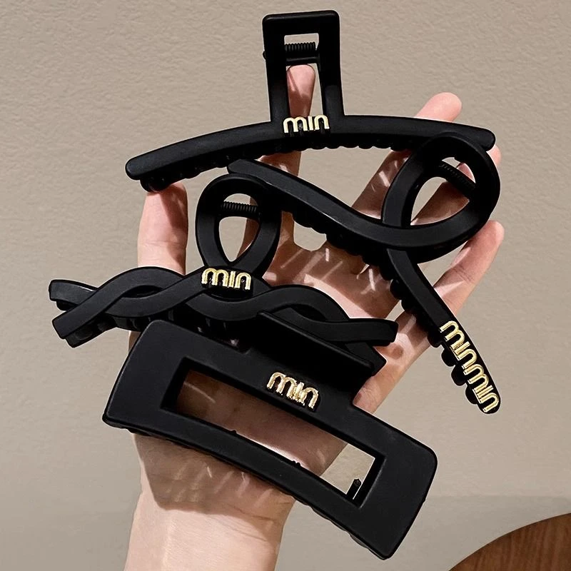 馨兰迪4个装时尚气质黑色磨砂大号鲨鱼夹发夹xd