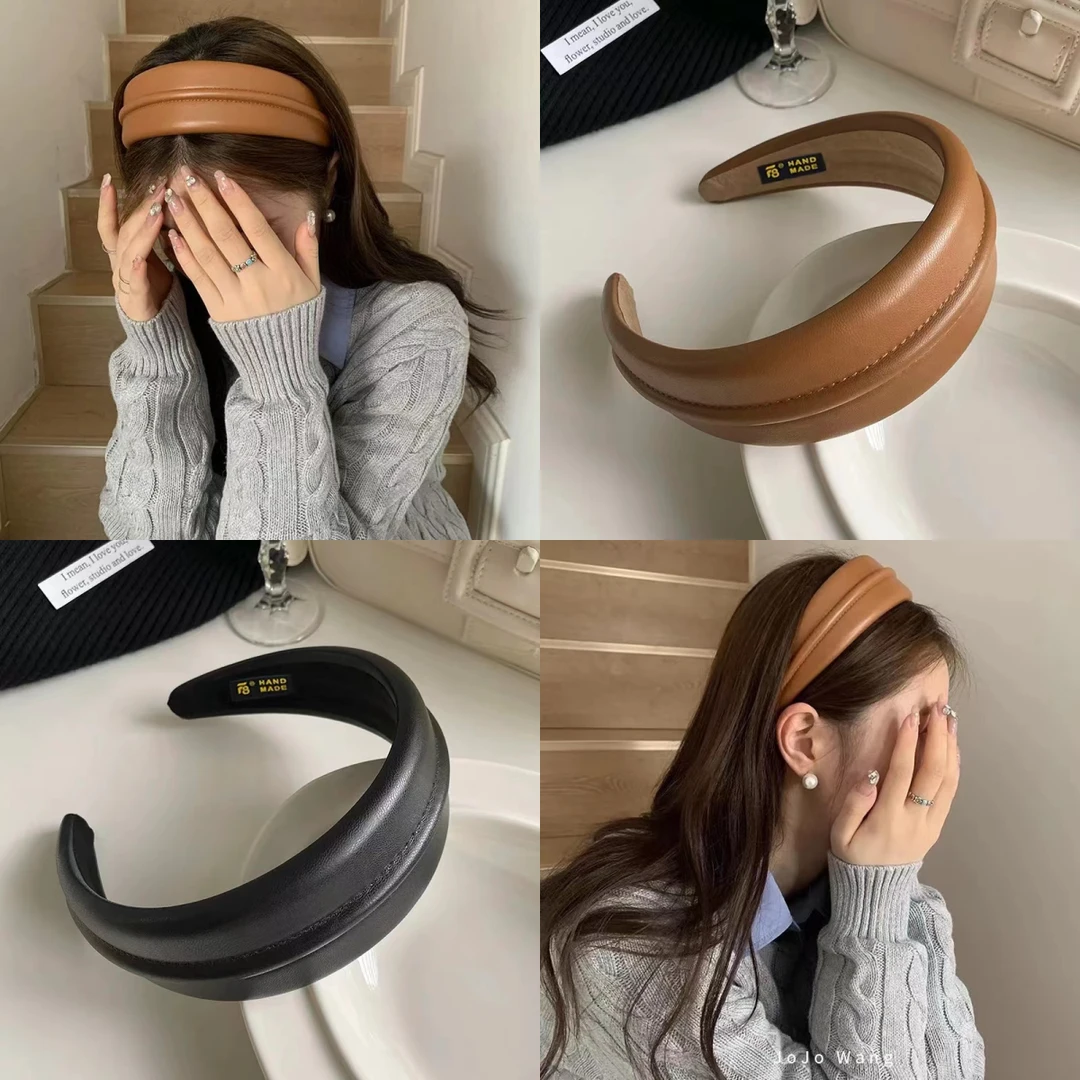 韩版高级感皮质时尚外出洗脸简约发箍/CC