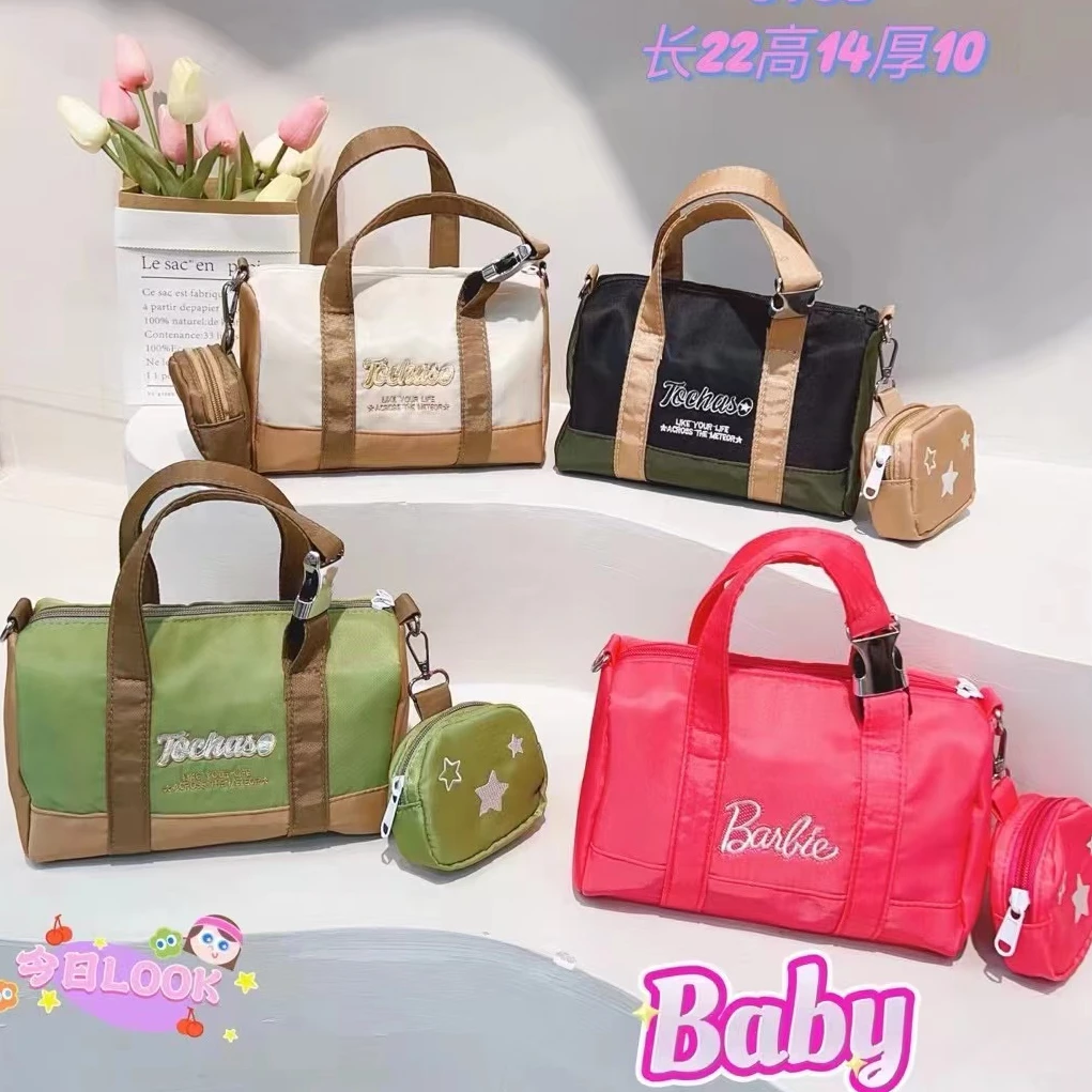 2024新款时尚圆筒大容量通勤手提斜挎包潮搭便携出行旅游儿童包