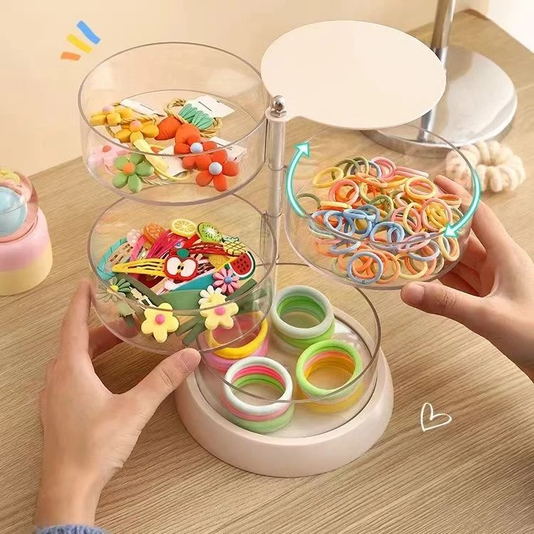 儿童发饰收纳盒旋转宝宝发卡头饰夹子整理小女孩头绳皮筋首饰盒