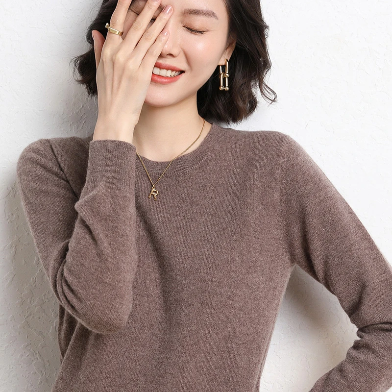 30045 新款韩版春秋薄款套头圆领长袖毛衣女韩版圆领弹力打底针织