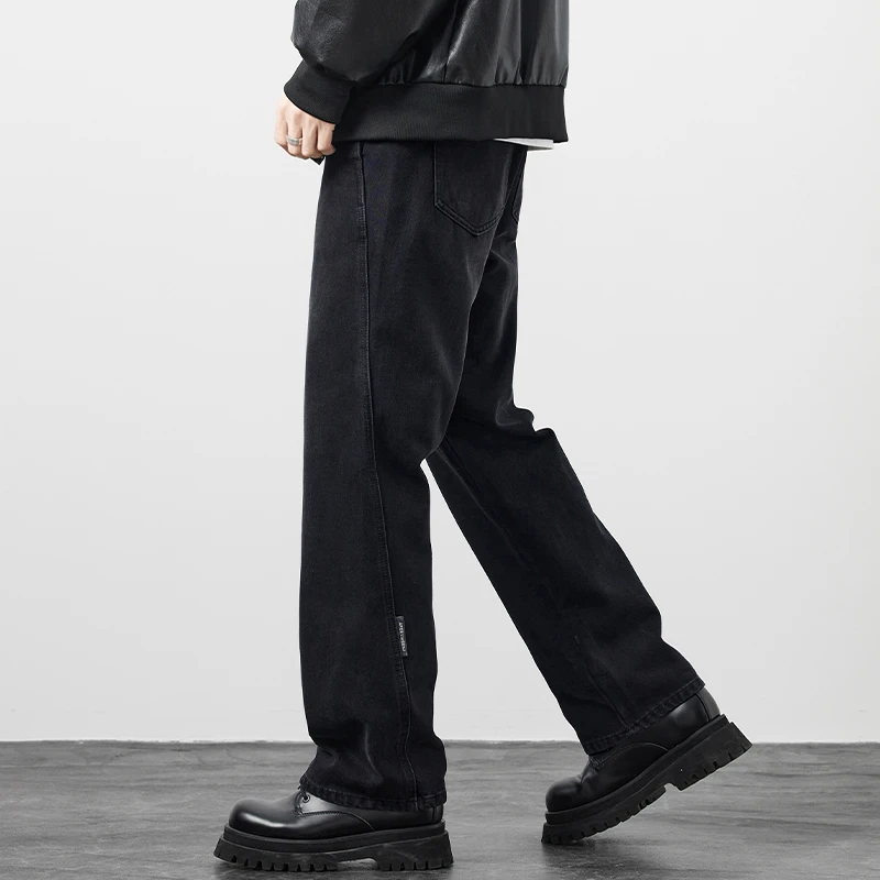 Kuvine2025秋季水洗复古牛仔裤男士潮牌宽松直筒休闲cleanfit长裤