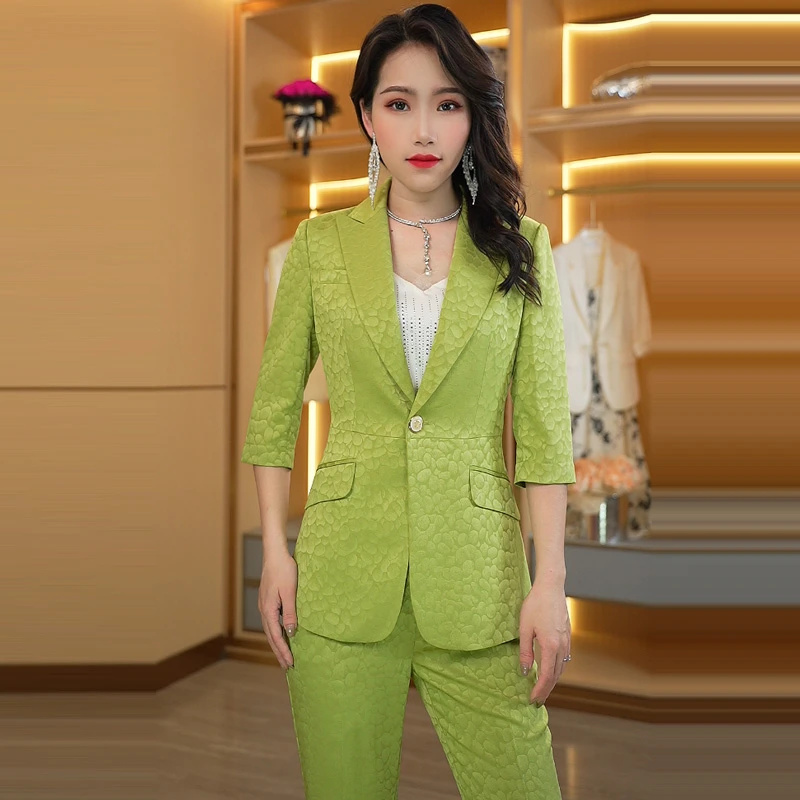 西装套装女夏季薄款2024新款气质高级感休闲西服两件套时尚女神范