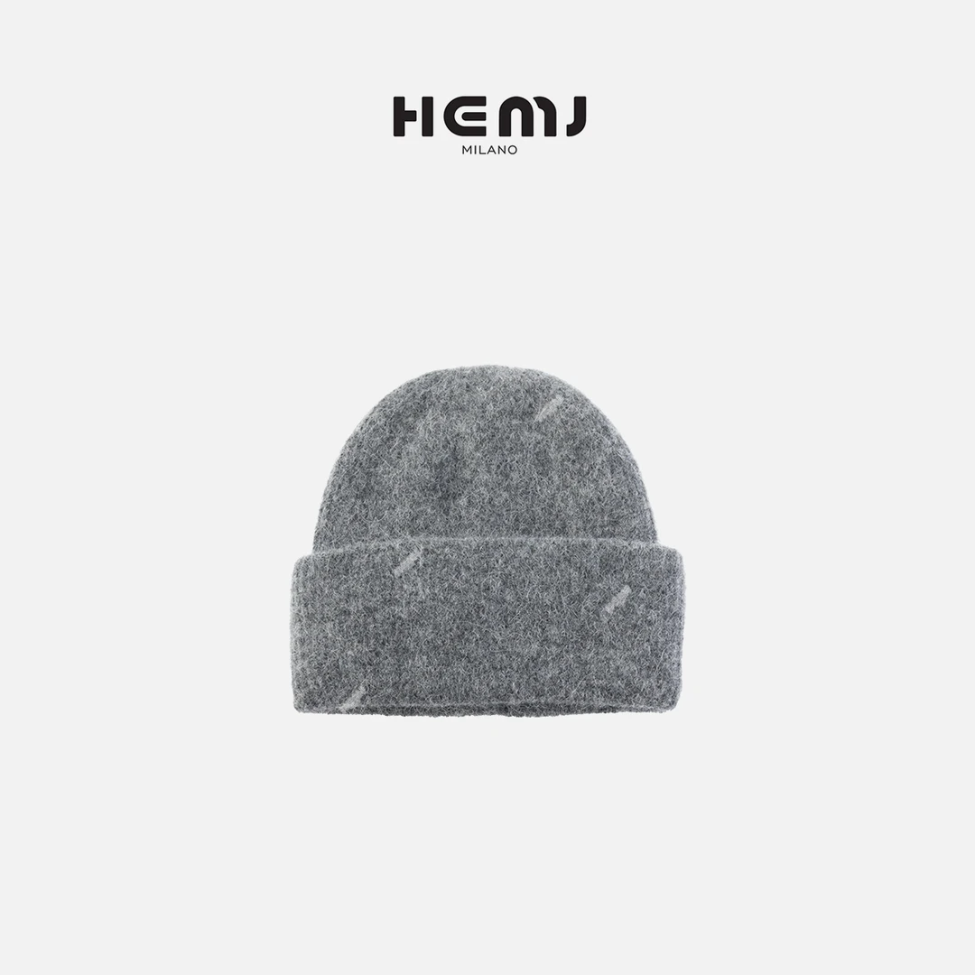 HEMJ 羊毛混纺毛线帽 秋冬基础款百搭纯色冷帽 MC1D3914
