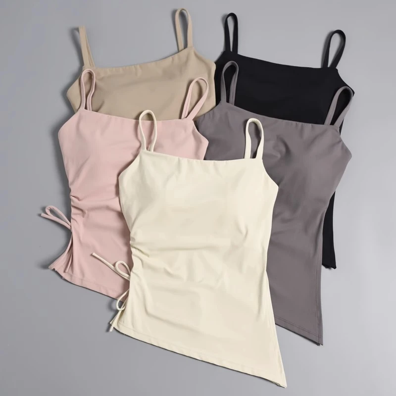 运动背心女跑步瑜伽速干带胸垫修身罩衫2025新款吊带外穿健身上衣