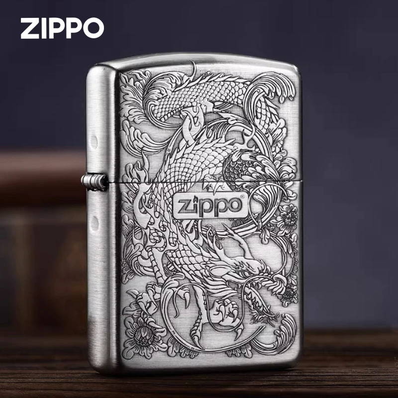 盔甲古银环绕龙正品浮雕唐草祥龙正版复古双面防风DY8710DK