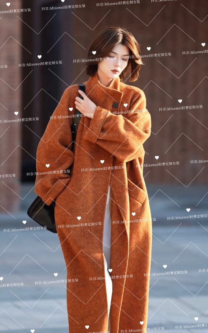 23157-高定款阔版加长大衣宽松廓型羊毛大衣定制气质长款时尚长款