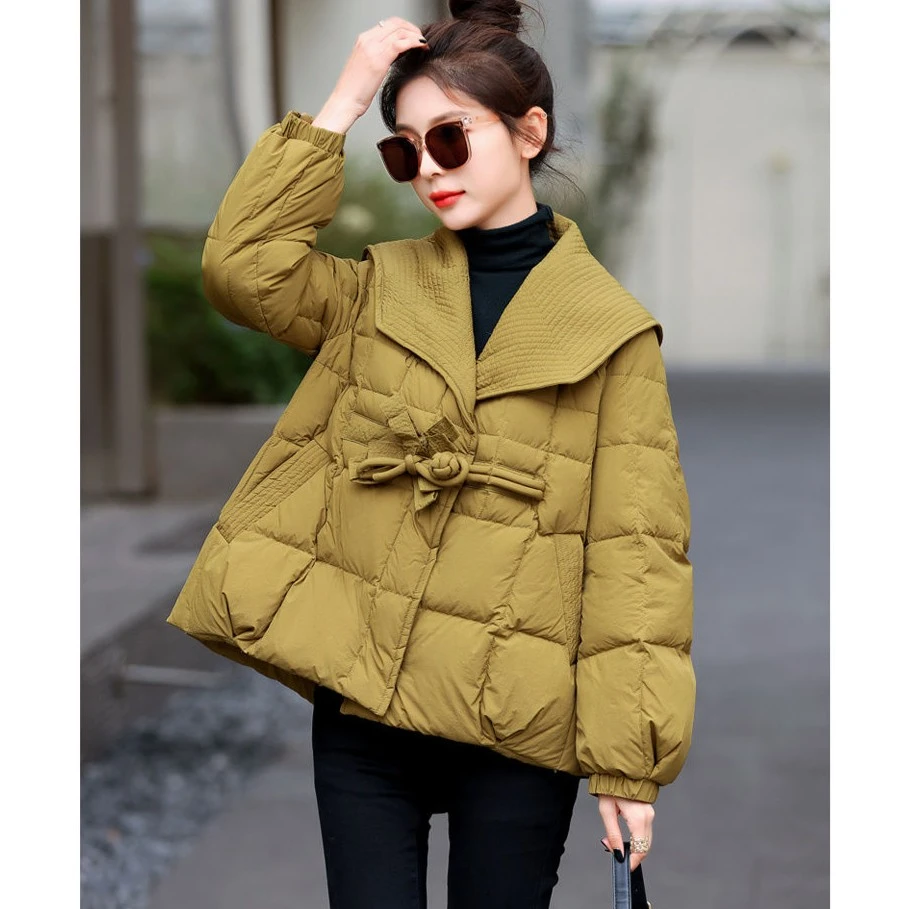 网红爆服女短款2023年新款冬季宽松时尚大翻领洋气小个子棉衣外套
