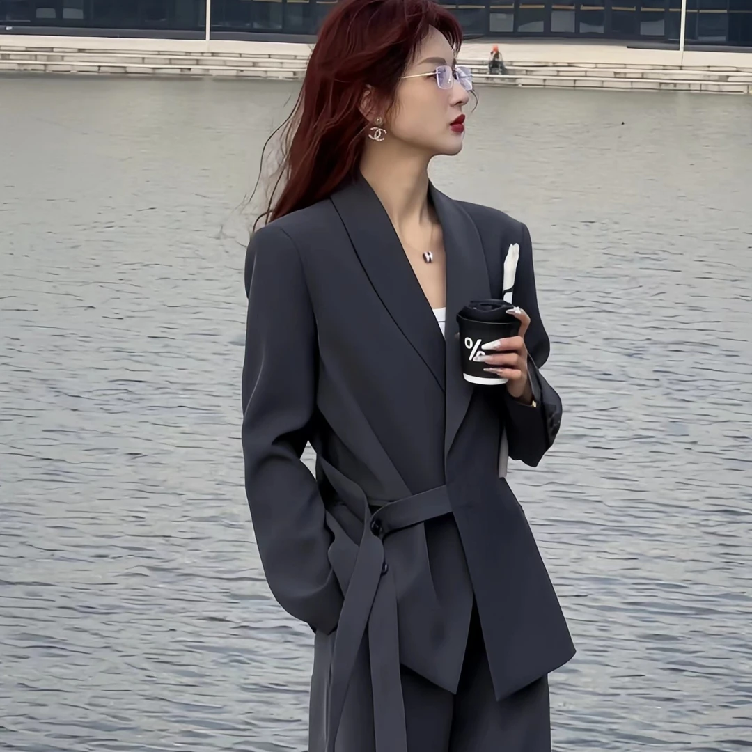 【首尔欧尼】春秋韩系网红套装女高级感御姐气质风西装+西裤两件套