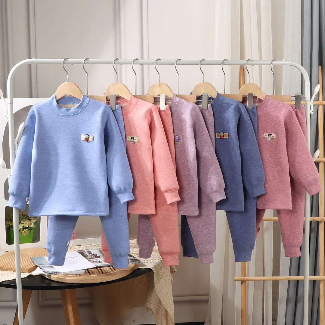 【520克】儿童秋冬无骨蚕丝加绒加厚保暖内衣套装宝宝家居服中大童